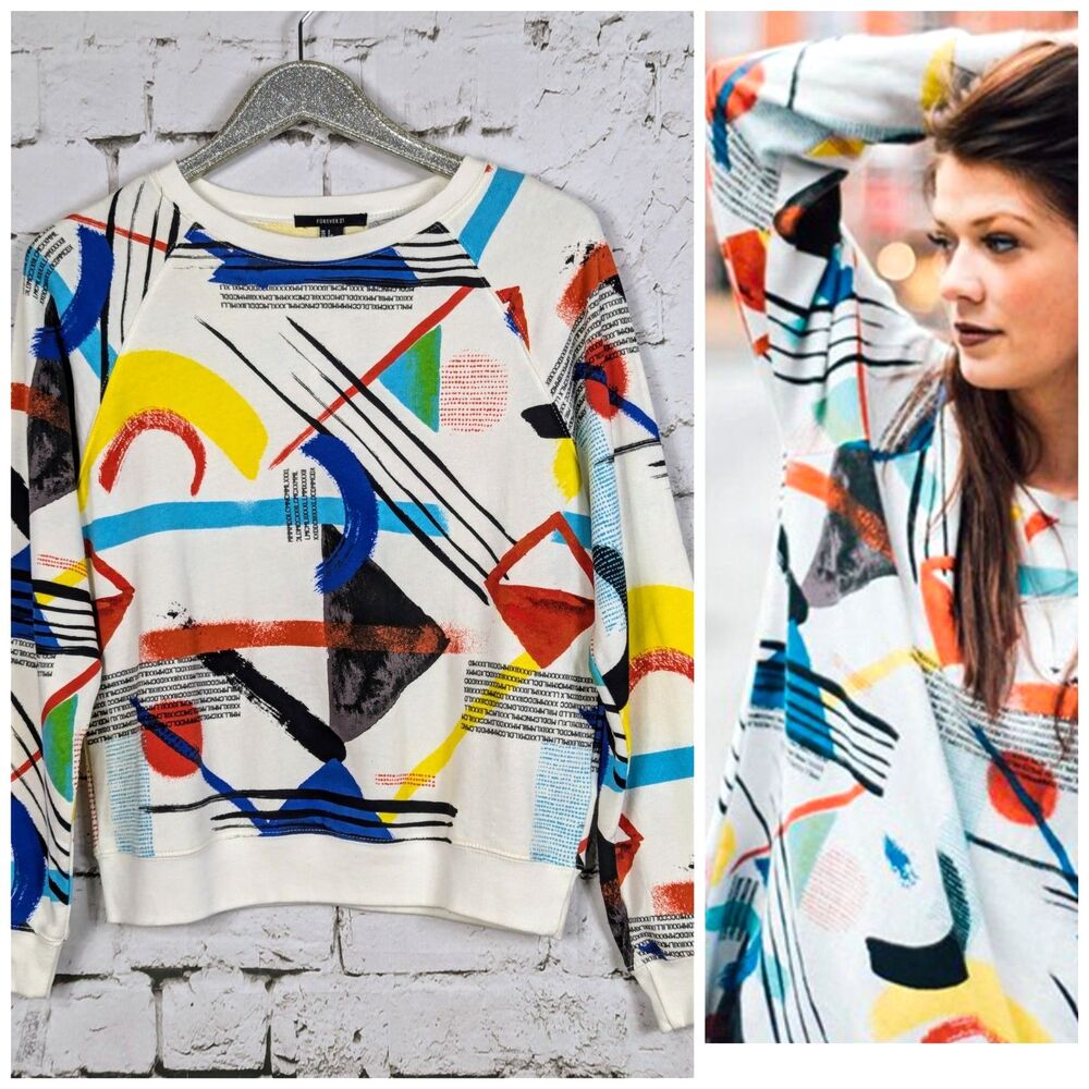 FOREVER 21 French Terry Graffiti Logo Sweatshirt Top Pullover Small NWT